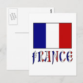 フランスの旗とカラフルな国名 ポストカード (正面/裏面)