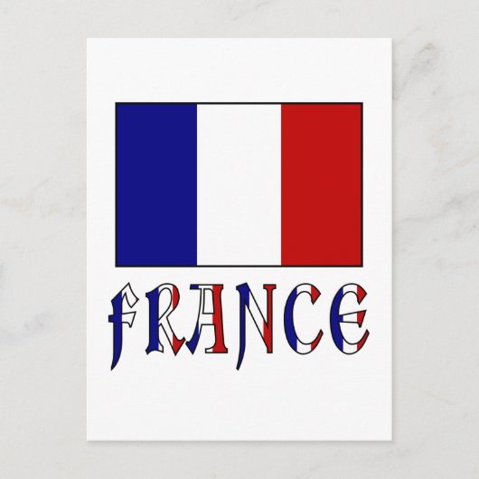 フランスの旗とカラフルな国名 ポストカード (正面)
