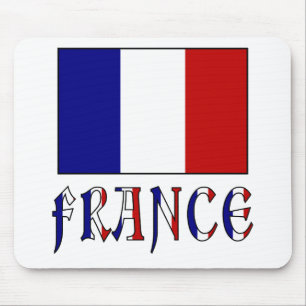 フランスの旗とカラフルな国名 マウスパッド