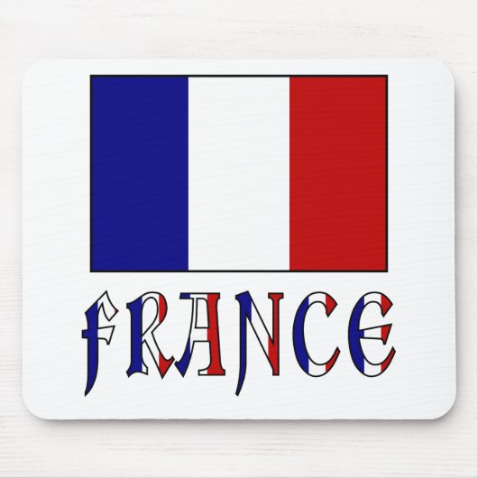 フランスの旗と色のついた国名 マウスパッド (正面)