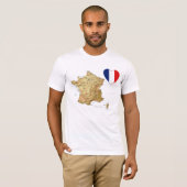 フランスの旗のハートおよび地図のTシャツ Tシャツ (正面フル)