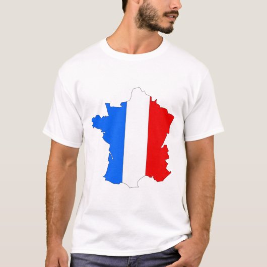 フランスの旗の地図 Tシャツ (正面)