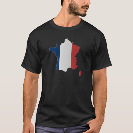 フランスの旗の地図 Tシャツ (正面)