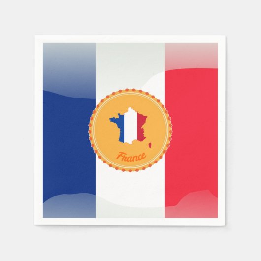 フランスの旗 スタンダードカクテルナプキン (正面)