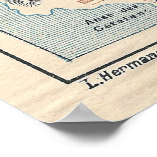 フランスの旧マルセイユの地図(1925年) ポスター (角)