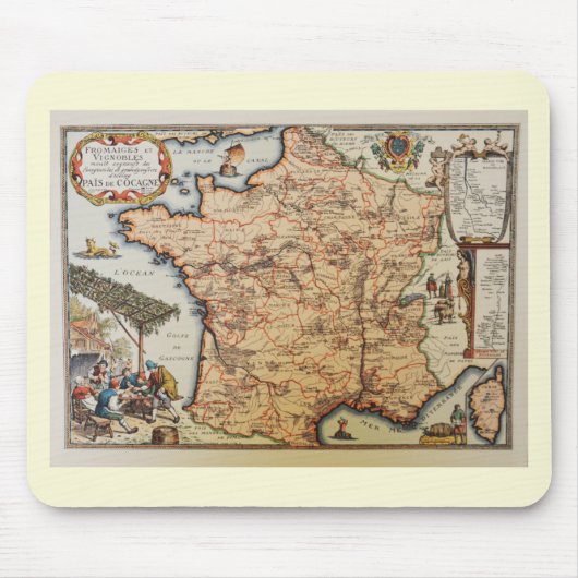 フランスの旧地図 マウスパッド (正面)