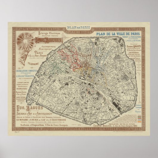 フランスの旧地図（1895年） ポスター (正面)