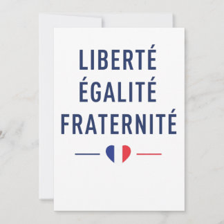 フランスの標語入りグリーティングカード "Liberté Égalité Fraternité" 招待状
