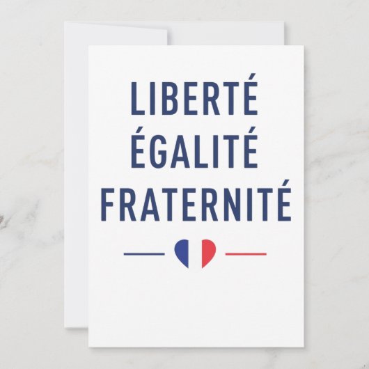 フランスの標語入りグリーティングカード "Liberté Égalité Fraternité" 招待状 (正面)