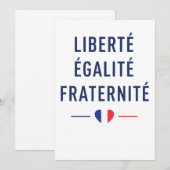 フランスの標語入りグリーティングカード "Liberté Égalité Fraternité" 招待状 (正面/裏面)