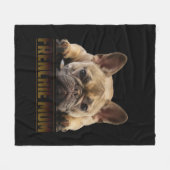 フランスの母 |ブルドッグフランスのママのプレゼント フリースブランケット (正面(横))