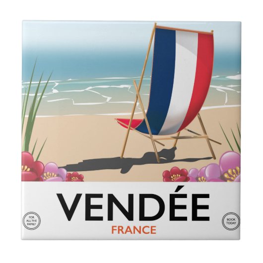 フランスの海岸ビーチ旅行ポスター タイル (正面)