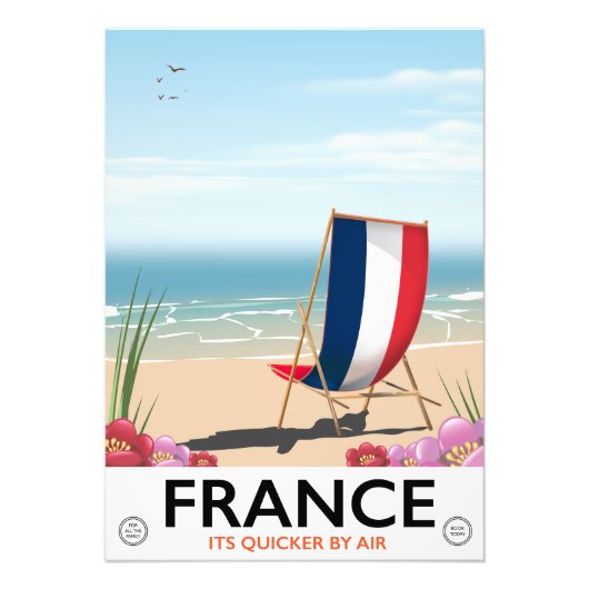フランスの海岸ビーチ旅行ポスター フォトプリント            (正面)
