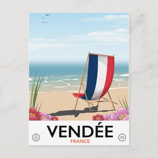 フランスの海岸ビーチ旅行ポスター ポストカード (正面)