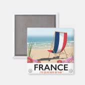 フランスの海岸ビーチ旅行ポスター マグネット (正面/裏面)