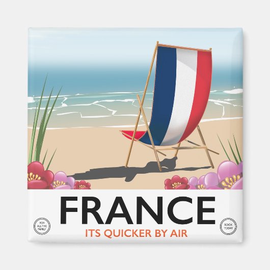 フランスの海岸ビーチ旅行ポスター マグネット (正面)