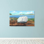 フランスの湾とバランスの岩の景色 キャンバスプリント (インサイチュ (ウッドフロア))