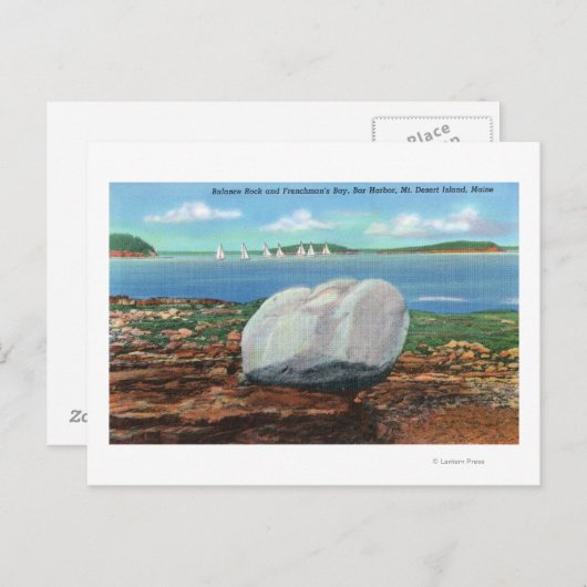 フランスの湾とバランスの岩の景色 ポストカード (正面/裏面)