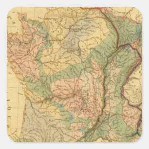 フランスの物理的で、鉱物学的な地図 スクエアシール