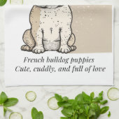 フランスの犬の子犬の子犬 – かわいい愛でいっぱいの キッチンタオル (折り畳み)