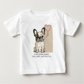 フランスの犬の子犬の子犬 – かわいい愛でいっぱいの ベビーTシャツ (正面)