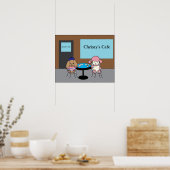 フランスの犬をカフェでカスタマイズ ポスター (キッチン)