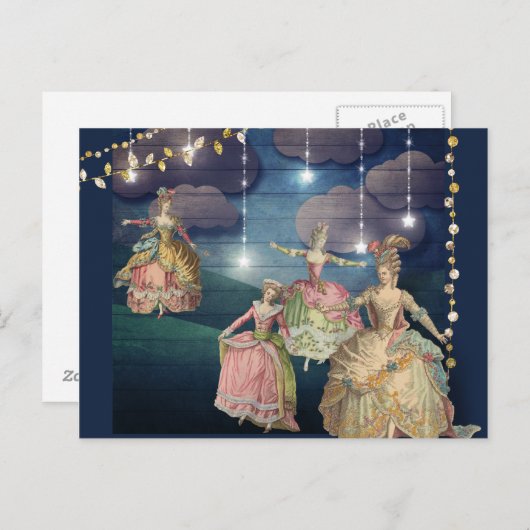 フランスの王室貴族がきらきら光るライトの下で踊る ポストカード (正面/裏面)