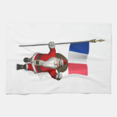 フランスの看板のあるサンタクロース キッチンタオル (横)