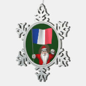 フランスの看板のあるサンタクロース スノーフレークピューターオーナメント (右)