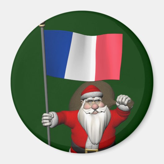 フランスの看板のあるサンタクロース マグネット (正面)