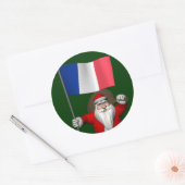 フランスの看板のあるサンタクロース ラウンドシール (封筒)