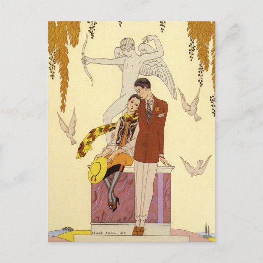 フランスの秋のアールデコ ポストカード (正面)