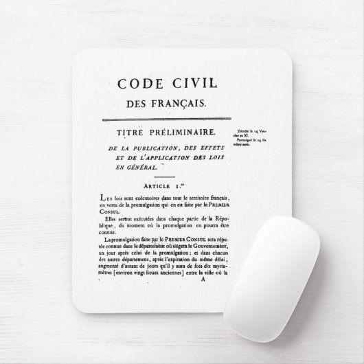 フランスの第1ページの民法典はmousepadで印刷しました マウスパッド (マウス)
