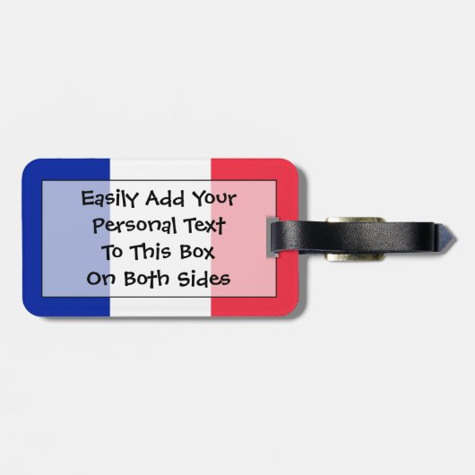 フランスの簡単IDの旗 ラゲッジタグ (裏面横)