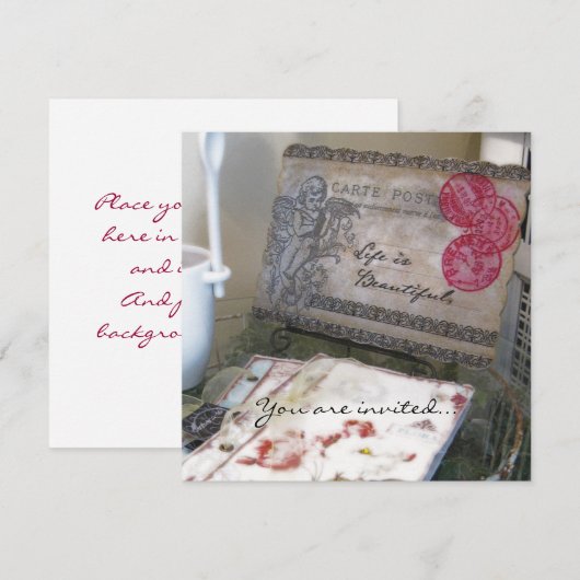 フランスの紙 招待状 (正面/裏面)