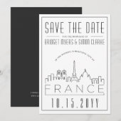 フランスの結婚式 | スタイリッシュなスカイラインの結婚式のお知らせ 招待状 (正面/裏面)