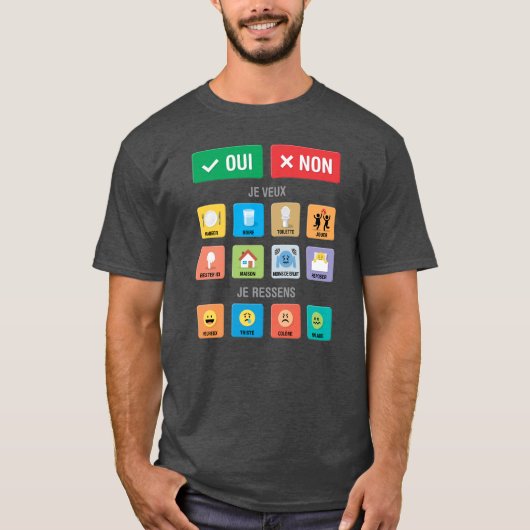 フランスの自閉症AAC PACSポインティング通信01 Tシャツ (正面)