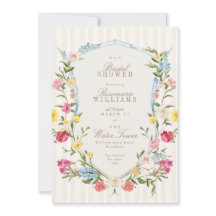 フランスの花の紋章 クリーム ピンク 青のウェディングシャワー