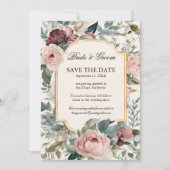 フランスの花園 ヴィンテージ エレガント ローズ ゴールド 招待状 (正面)