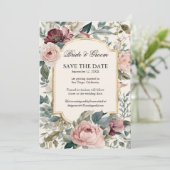 フランスの花園 ヴィンテージ エレガント ローズ ゴールド 招待状 (スタンド正面)