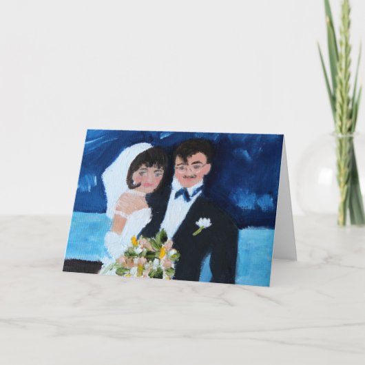 フランスの花嫁と花婿のメモカード サンキューカード (正面)