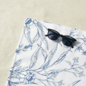 フランスの花柄トワル ブルーモノグラムビーチタオル ビーチタオル (インサイチュ)