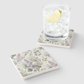 フランスの薄紫ウォーター色フローラ春&夏 ストーンコースター (横)