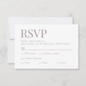 フランスの薄紫スキャンQrコード食事の選択結婚の 出欠カード (正面)