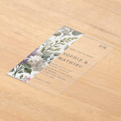 フランスの薄紫水色フローラエレガント春 アクリル招待状 (レイダウン)