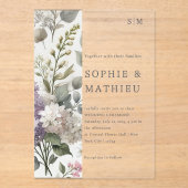 フランスの薄紫水色フローラエレガント春 アクリル招待状 (正面)