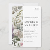 フランスの薄紫水色フローラエレガント春 セーブザデート (正面)