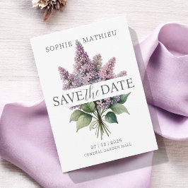 フランスの薄紫水色フローラエレガント春 セーブザデート