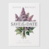 フランスの薄紫水色フローラエレガント春 ベラム紙招待状 (正面)