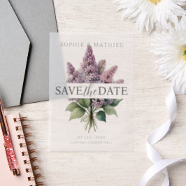 フランスの薄紫水色フローラエレガント春 ベラム紙招待状